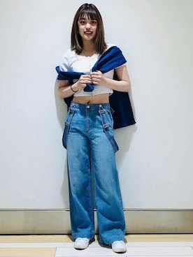「GAP（ギャップ）のアイテム（サロペット/オーバーオール）」を使った、GapJapanさん（レディース・162cm）の春コーディネート