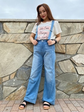「GAP（ギャップ）のアイテム（サロペット/オーバーオール）」を使った、GapJapanさん（レディース・156cm）の夏コーディネート