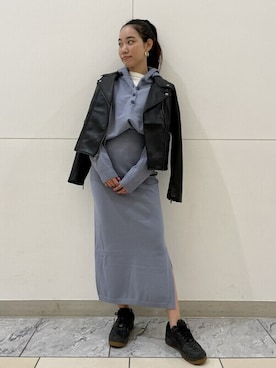 「GAP（ギャップ）のアイテム（ライダースジャケット）」を使った、GapJapanさん（レディース・160cm）の秋コーディネート
