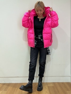 「アイテム（ダウンジャケット/コート、ピンク系）」を使った、GapJapanさん（レディース・161cm）の秋コーディネート