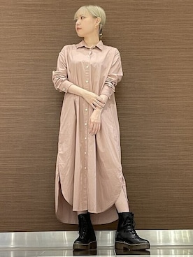 「ブーツスタイル」｜「アイテム（シャツワンピース）」を使った、GapJapanさん（レディース・157cm）の秋コーディネート