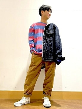 「くすみカラー」｜「アイテム（デニムジャケット）」を使った、GapJapanさん（メンズ・168cm）の秋コーディネート