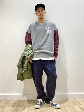 「GAP（ギャップ）のアイテム（ダウンジャケット/コート）」を使った、GapJapanさん（メンズ・178cm）の秋コーディネート