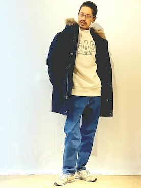 「GAP（ギャップ）のアイテム（ダウンジャケット/コート）」を使った、GapJapanさん（メンズ・172cm）の冬コーディネート