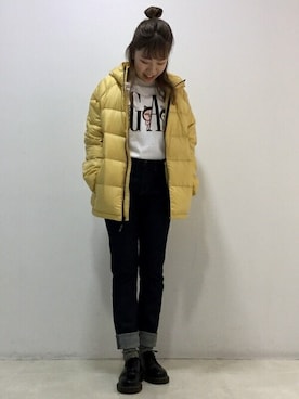 「GAP（ギャップ）のアイテム（ジャケット/アウター）」を使った、GapJapanさん（レディース・159cm）の冬コーディネート