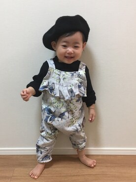 「next（next）のアイテム（サロペット/オーバーオール）」を使った、1歳コーディネート さん（キッズ・70cm）の秋コーディネート