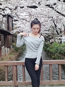 「BACKS（バックス）のアイテム（パンツ）」を使った、Niwaさん（レディース・160cm）の春コーディネート