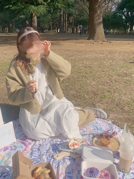 「ローリーズファーム(LOWRYS FARM)」｜「アイテム（シャツワンピース）」を使った、るꪔ̤̱さん（レディース・154cm）の春コーディネート