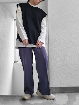 「158cmコーデ」｜「アイテム（スラックス）」を使った、oshino22さん（レディース・158cm）の春コーディネート