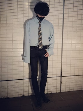 「JOHN LAWRENCE SULLIVAN（ジョンローレンスサリバン）のアイテム（スラックス）」を使った、hiro373737さん（メンズ・178cm）の春コーディネート