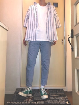 「EN ROUTE（アンルート）のアイテム（デニムパンツ）」を使った、Mr.SEAさん（メンズ・180cm）の夏コーディネート