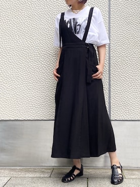 「ロンクスカート」｜「アイテム（ワンピース/ドレス）」を使った、YUKI IKEGAMIさん（レディース・163cm）の夏コーディネート