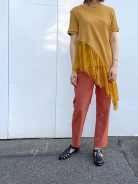 「OFFICINE CREATIVE（オフィチーネクリエイティブ）のアイテム」を使った、YUKI IKEGAMIさん（レディース・165cm）の夏コーディネート