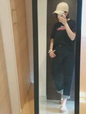 「BIRKENSTOCK（ビルケンシュトック）のBIRKENSTOCK Gizeh Birko Flor ギゼ サンダル 43693 43733 43853 143623 レディース（サンダル、ホワイト系）」を使った、みーやんさん（レディース・153cm）の夏コーディネート