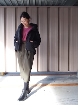 「coenスタッフスタイリング」｜「アイテム（ブーツ）」を使った、coen  SAToさん（レディース・158cm）の冬コーディネート