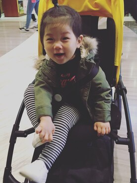 「OLD NAVY（オールドネイビー）のアイテム（スタジャン）」を使った、Eleven_小墨宝さん（キッズ・80cm）の春コーディネート