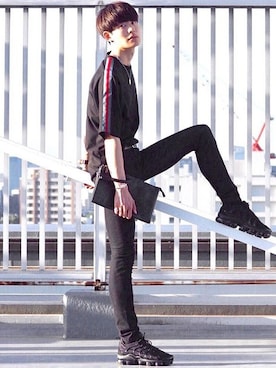 「アイテム（クラッチバッグ）」を使った、DEVICEさん（メンズ・183cm）の夏コーディネート