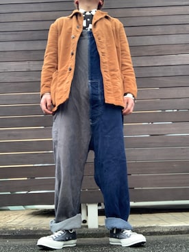 「チャックテイラー」｜「アイテム（サロペット/オーバーオール）」を使った、range1031さん（メンズ・164cm）の冬コーディネート