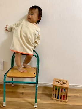 「THING FABRICS（シングファブリックス）のアイテム」を使った、りさん（キッズ・80cm）の秋コーディネート