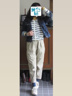 「差し色(黄色)」｜「アイテム（その他アウター）」を使った、あおいろからすさん（レディース・150cm）の春コーディネート