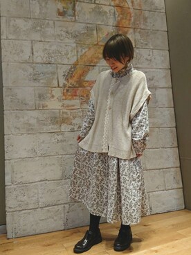 「SM2（エスエムツー）のアイテム（ベスト、ホワイト系）」を使った、SM2 keittio光が丘IMA店さん（レディース・151cm）の冬コーディネート
