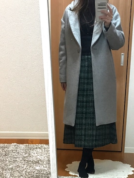 「Another Edition（アナザーエディション）のアイテム（チェスターコート）」を使った、かつまるさん（レディース・156cm）の冬コーディネート