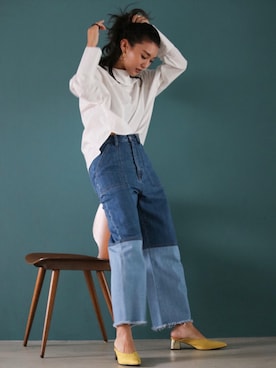 「MURUA（ムルーア）のアイテム（パンプス）」を使った、小竹麻美さん（レディース・163cm）の冬コーディネート