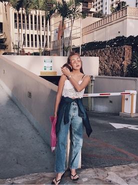 「MURUA（ムルーア）のアイテム（キャミソール）」を使った、小竹麻美さん（レディース・163cm）の春コーディネート