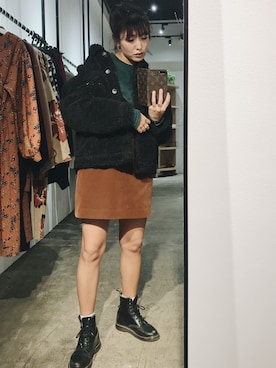 「Dr. Martens（ドクターマーチン）のDr.Martens 6EYE BOOT（ブーツ）」を使った、小竹麻美さん（レディース・163cm）の秋コーディネート
