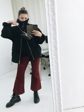 「Dr. Martens（ドクターマーチン）のDr.Martens 6EYE BOOT（ブーツ）」を使った、小竹麻美さん（レディース・163cm）の冬コーディネート