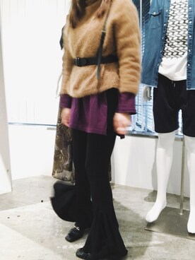 「TOPSHOP（トップショップ）のアイテム」を使った、小竹麻美さん（レディース・163cm）の冬コーディネート