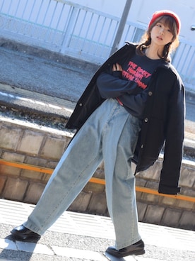「Acne Studios（アクネストゥディオズ）のアイテム（ジャケット/アウター）」を使った、poyoさん（レディース・160cm）の冬コーディネート