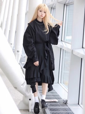 「Yohji Yamamoto（ヨウジヤマモト）のアイテム（ジャケット/アウター）」を使った、poyoさん（レディース・160cm）の夏コーディネート