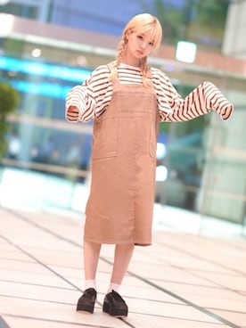 「秋のブラウンスタイル」｜「アイテム（ワンピース/ドレス）」を使った、poyoさん（レディース・161cm）の夏コーディネート
