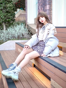 「PRADA（プラダ）のアイテム（ブーツ）」を使った、poyoさん（レディース・161cm）の冬コーディネート