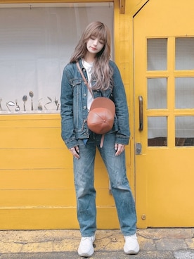 「JW Anderson（ジェイダブリューアンダーソン）のアイテム（バッグ）」を使った、poyoさん（レディース・161cm）の冬コーディネート