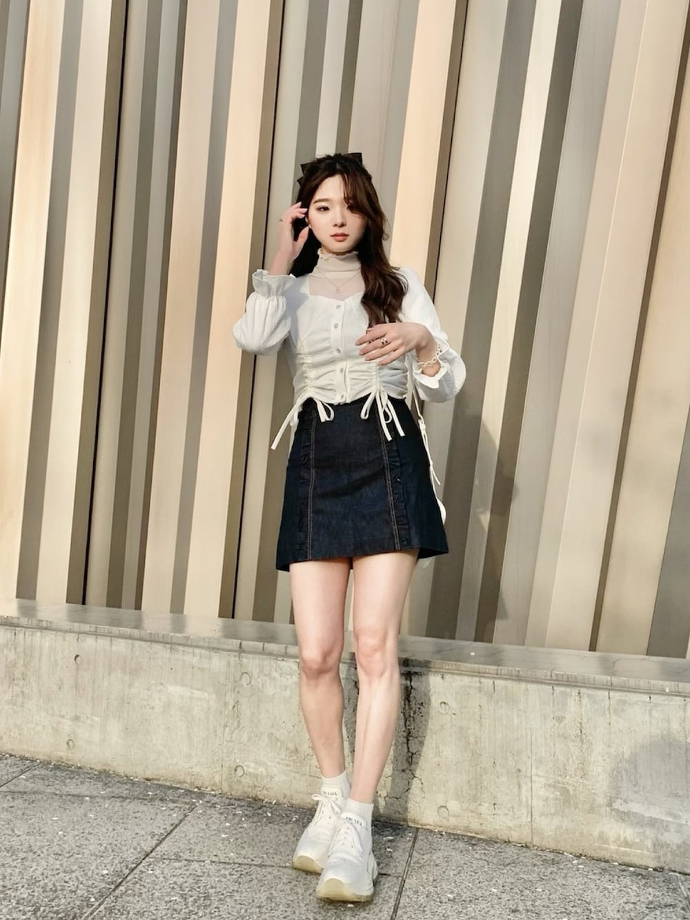 定番，限定SALE MIUMIU ミュウミュウ 膝丈 春夏スカート 40 ネイビー