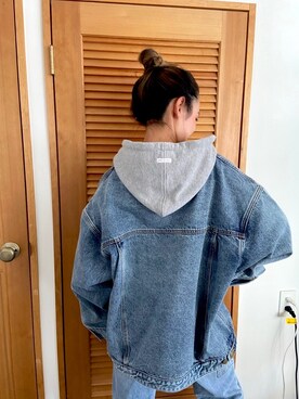 アリシアスタン Hooded Oversized Denim Jacket