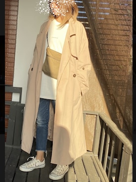 「アイテム（トレンチコート）」を使った、Rikoさん（レディース・152cm）の春コーディネート