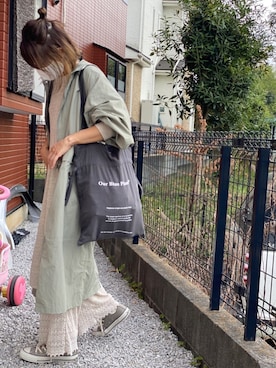 「レースパンツ」｜「アイテム（モッズコート）」を使った、R×R×Rさん（レディース・152cm）の春コーディネート