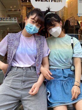 「aqostudiospaceのアイテム（シャツ/ブラウス、パープル系）」を使った、aqostudiospaceさんの夏コーディネート