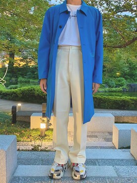 「秋のマイ旬スタイル」｜「アイテム（ステンカラーコート）」を使った、RyomAさん（メンズ・172cm）の秋コーディネート