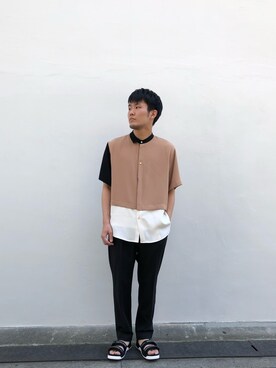 「STUDIOUS（ステュディオス）のアイテム（スラックス）」を使った、tatsuki_shiibaさん（メンズ・172cm）の春コーディネート