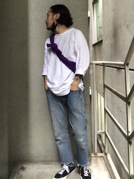 「OLD PARK（オールドパーク）のアイテム（パンツ）」を使った、tarotarotaro27さん（メンズ・169cm）の春コーディネート
