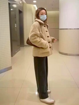 「LILY BROWN（リリーブラウン）のアイテム（その他アウター）」を使った、梨佳さん（レディース・164cm）の冬コーディネート