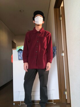 「※ALPHA（アルファ）のアイテム（キャップ）」を使った、まつげさん（メンズ・170cm）の冬コーディネート