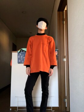 「※ALPHA（アルファ）のアイテム（キャップ）」を使った、まつげさん（メンズ・170cm）の冬コーディネート