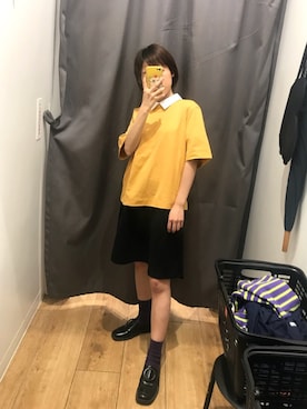「UNIQLO（ユニクロ）のアイテム（Tシャツ/カットソー、イエロー系）」を使った、leegali-さん（レディース）の春コーディネート