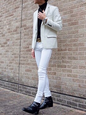 ブーツを使った 白スキニー の人気ファッションコーディネート Wear