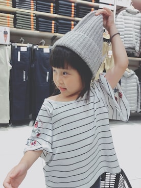 「日系休闲」｜「アイテム（帽子）」を使った、wang13wangさん（キッズ・110cm）の春コーディネート